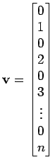 $\displaystyle {\bf v}=\begin{bmatrix}0  1  0  2  0  3  \vdots  0  n \end{bmatrix}$