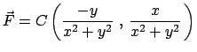 $\displaystyle \vec F = C \left (\frac{- y}{x^2 + y^2}    ,   \frac{x}{x^2 + y^2}   \right )
$